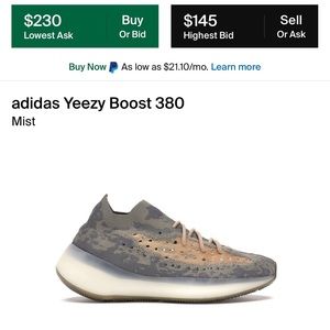 Yeezy Boost 380 Mist Gray Tan Sneakers